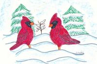 Snow Cardinals